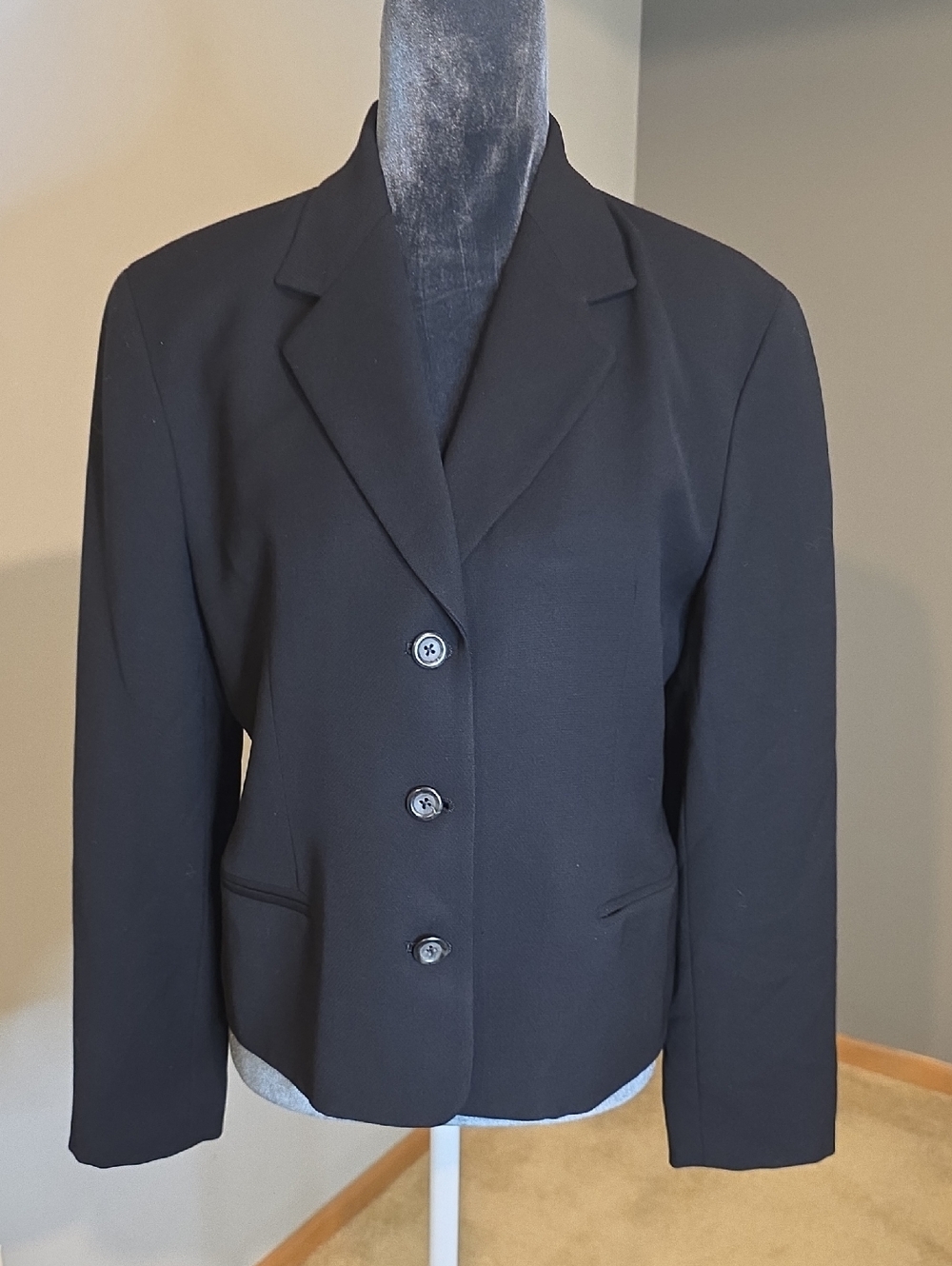 J Crew‎ Wool Blazer Size 10P EUC Black 3 Button Notch Lapel Lined Petite Vintage